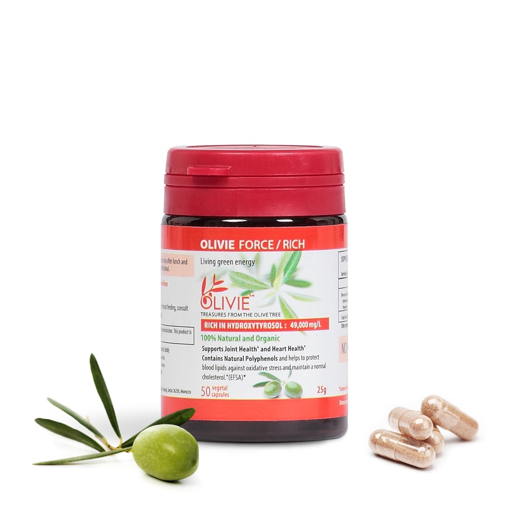 Organisk Olive Leaf Extract Kapsler Olivie Force / Rich | Antioksidant Polyphenol Supplement for voksne | Helsestøtte Supplement | 50 Vegetal Kapsler