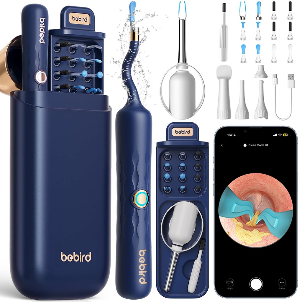 Bebird Earsight Plus D39R Ear Wax fjerningsverktøykamera, FSA HSA kvalifiserte elementer, ørerenser med fleksibel ørekamera Otoscope, Visual Ear Pick Tweezers Wax Remover, ørerensersett for familie