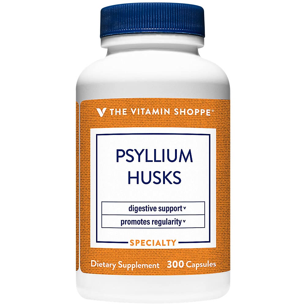Vitamin Shope Psyllium Huss - Plantago Ovata Fiber Supplement som støtter regelmessig & sunn kolesterol, 840 mg per servering - Glutenfri (300 kapsler)