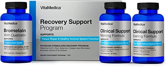 VitaMedica | Recovery støtte program | Naturlig postkirurgi støtte kosttilskudd | klinisk støtte | Bromelain med Quercetin | Arnica Montana | Vitamin A, Vitamin C, Sink | Glutenfri |