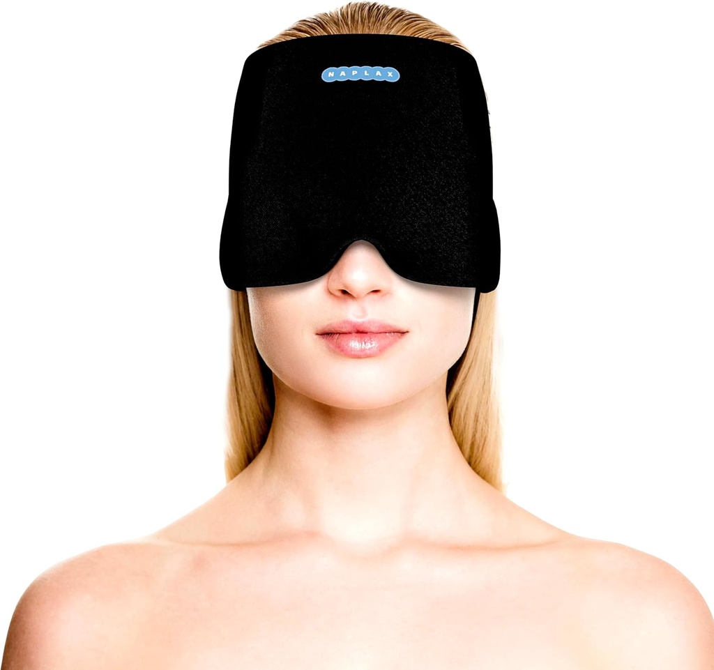 Migrene og hodepine Relief Cap - Hot og kald terapi for migrene, hodepine, stress relief og mer - En størrelse passer mest - svart