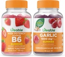 Livbar vitamin B6 + hvitløk 1000mg, Gummies Bundle - Great Tasting, Vitamin Supplement, Glutenfri, GMO Gratis, Chewable