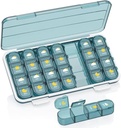 Pilleorganisator 4 ganger om dagen, pilleboks 4 ganger om dagen 7 dager - Acedada ukentlig medisin boks arrangør med separate tilfelle, bærbare daglige piller beholder dispenser for vitamin, fiskeoljer, kosttilskudd, blå