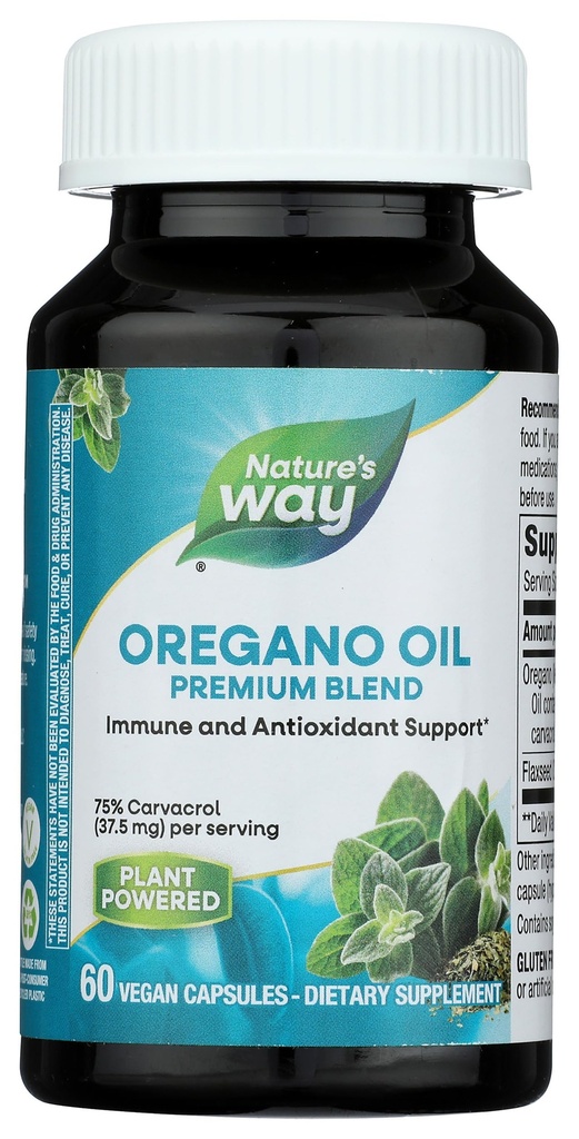 Naturens måte Oregano olje, immun og antioksidant støtte Supplement, * 75-85% Carvacrol per servering, Glutenfri, 60 Vegan kapsler