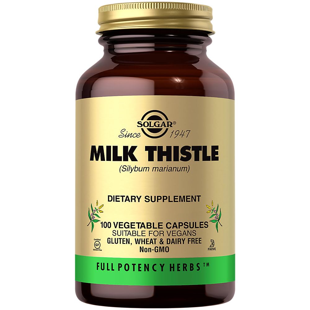 Solgar Milk Thistle - 100 Grønnsaker Kapsler - Full styrke (FP) - Ikke-GMO, Vegan, Glutenfri, Dairy Free, Kosher - 100 Services