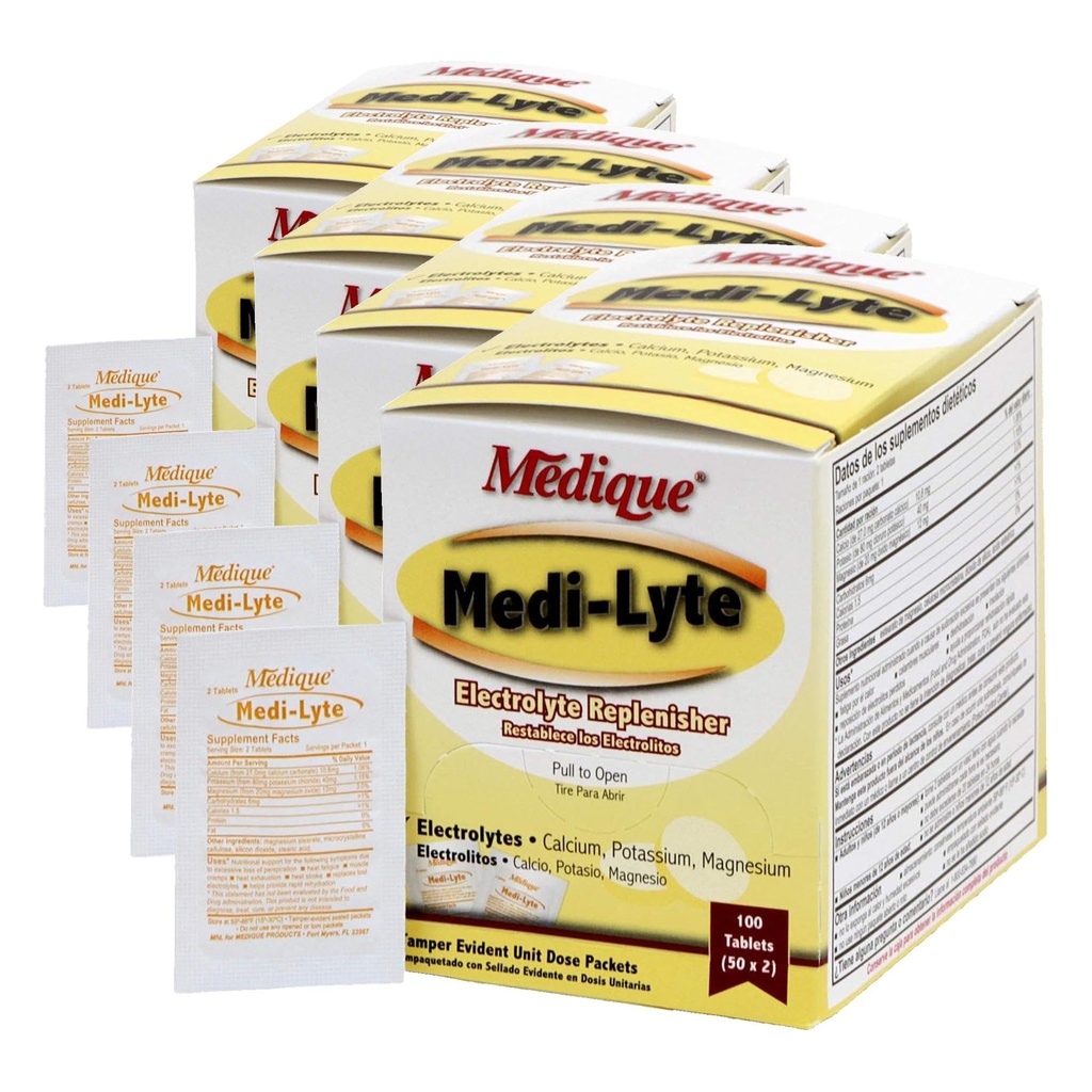 Medique 03033 Medi-Lytte Electrolyte Tabletter m/Potasium Kloride for Cramps, 100-tabeller (pakke med 4)