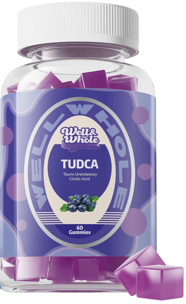 Well & Whole Bile Salts Supplement TUDCA Gummies 1000mg + Melke Thistle 500mg - klinisk studert lever støtte for Detox & Digestion - Vegansk, ikke-GMO - 60 greve s