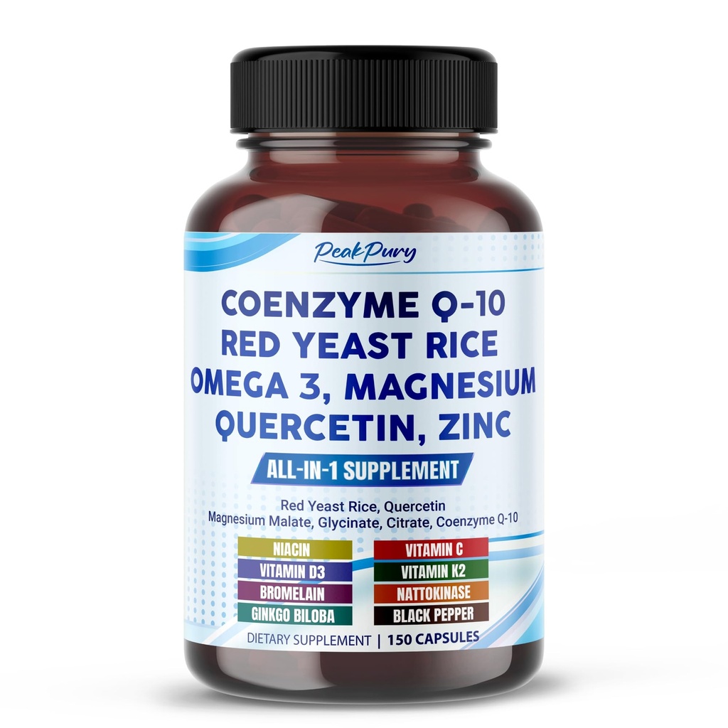 Coenzyme Q-10 Red Yeast Rice Quercetin Magnesium Malate, Glycinat, Citrat - laget i USA