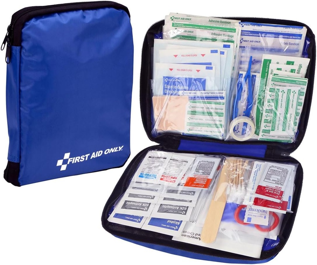 Førstehjelp bare 299 stykker all-Purpose nødhjelpssett for hjem, kontor, bil, leilighet, sovesal og camping, reisevennlig Compact Pouch passer i ryggsekker, tilbehør, kabinetter og skuffer