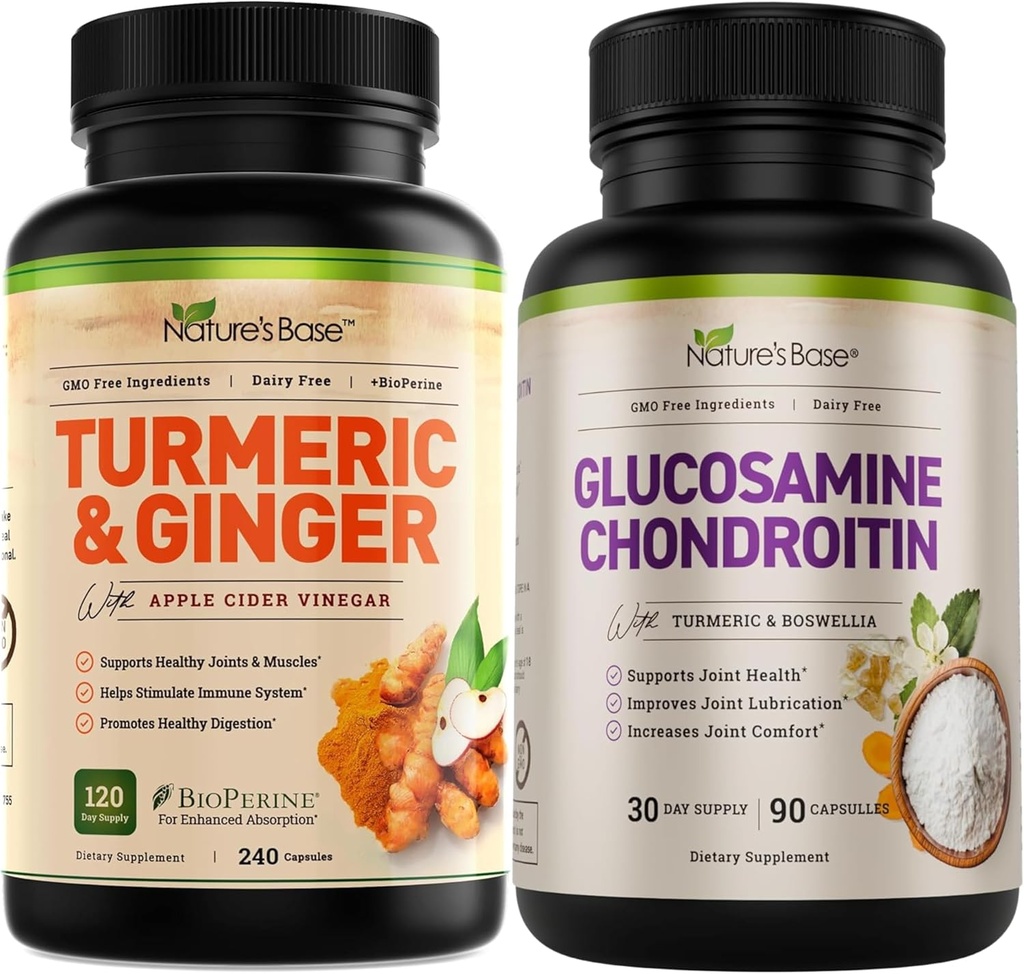 Naturens Base Turmeric & Ginger 240 ct + Glucosamine Chondroitin 90 ct