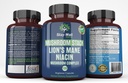 Lion Mane Mushroom Supplement Kapsler med Niacin | Mushroom Complex Kapsler, med Tyrkia Tail Mushrooms, Chaga Mushroom og Reishi Mushroom Extract, Mushroom Supplement Kapsler
