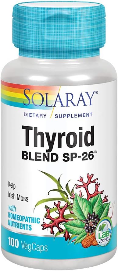 SOLARAY Thyroid Blend SP-26 | Herbal blanding w/Cell Salt Næringsstoffer for å støtte sunn Thyroid funksjon | Ikke-GMO, Vegansk | 100 Serv | 100 Vegkaps