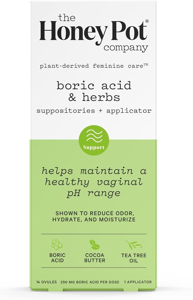 Honning Pot Company 7 dagers boresyre og urter Suppositorier - opprettholder og balanser sunn Vaginal pH, Administrerer Odor, Hydrates, & Moisturizes - Gynekolog Testet