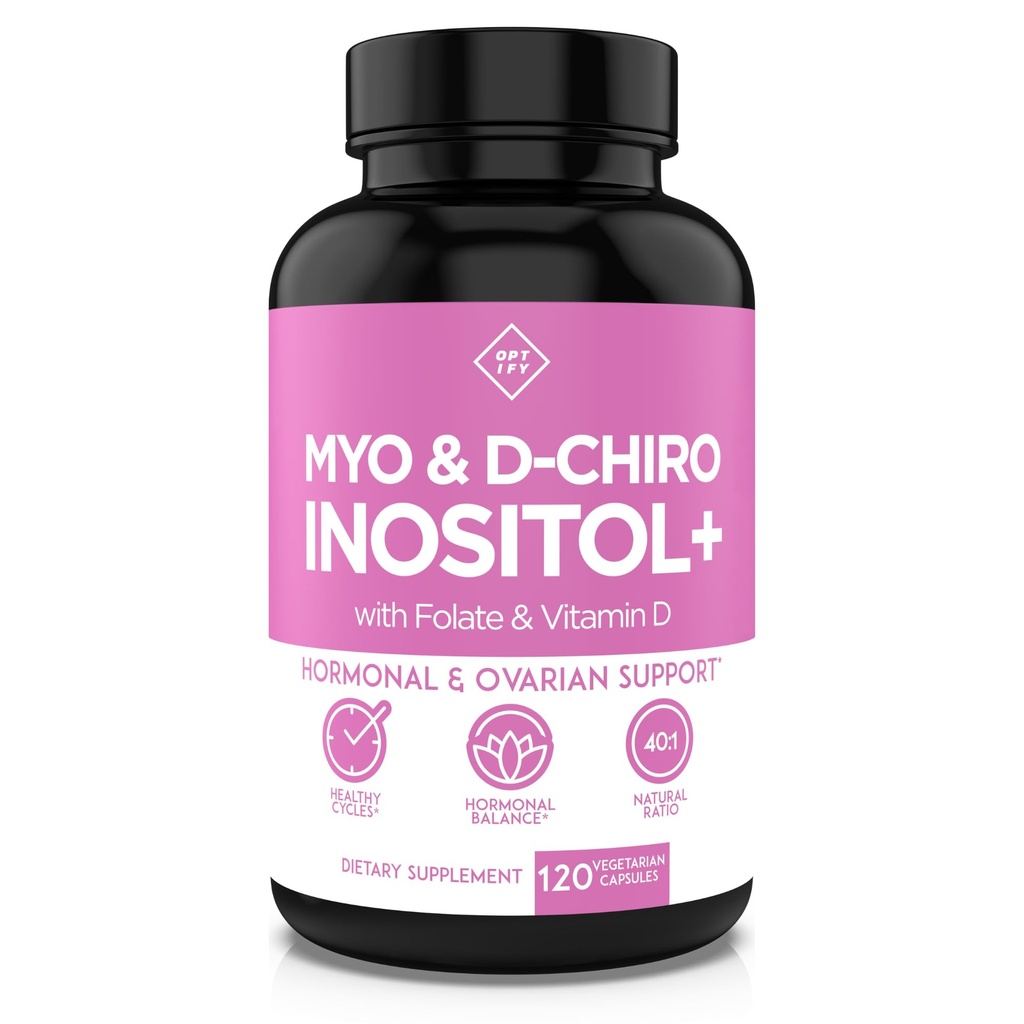 Optify Myo-Inositol & D-Chiro Inositol Supplement for kvinner – 40:1 Ratio Plus Folat og vitamin D – Støtte Sunn Hormonal Balance, Regulære sykluser, & Ovarian helse – 30-dagers forsyning