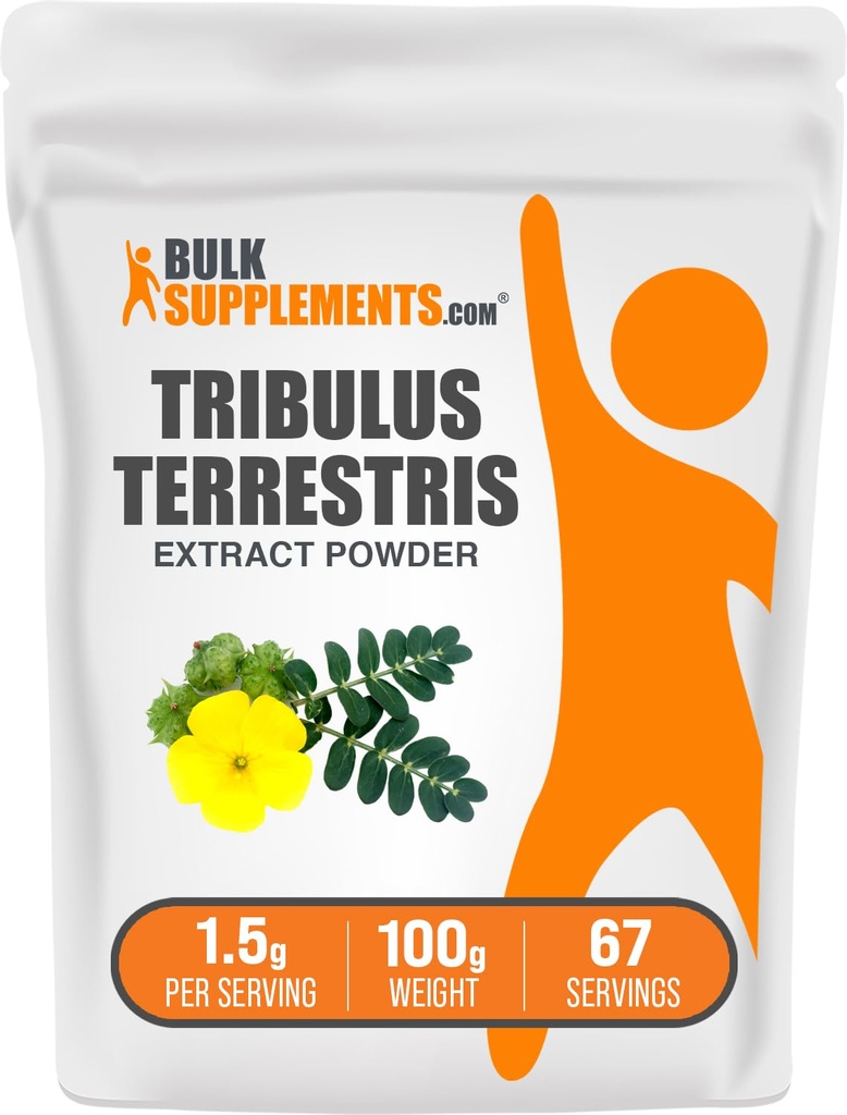 BulkSupplements.com Tribulus Terrestris Ekstrakt pulver - Tribulus Terrestris Supplements, Herbal Supplement - Glutenfri, 1,5 g per servering, 100g (3.5 oz) (Pack of 1)