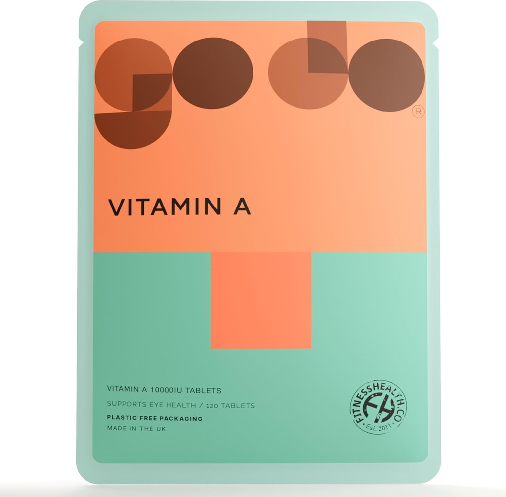 Fitness Helse Vitamin A 10000IU 120 Tabletter - Sunn hud, Visjon Support Supplement - Kvalitet ernæring sunn humør - egnet for vegetarer - Resirkulerbar emballasje
