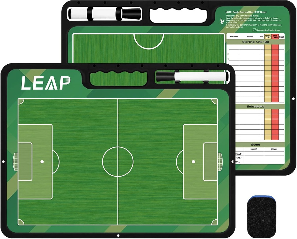 LEAP Coach Board Premium Taktisk utklippstavle To sider med full & halv domstol tørr slette markør Board for Basketball, Baseball, Fotball, Fotball, Hockey