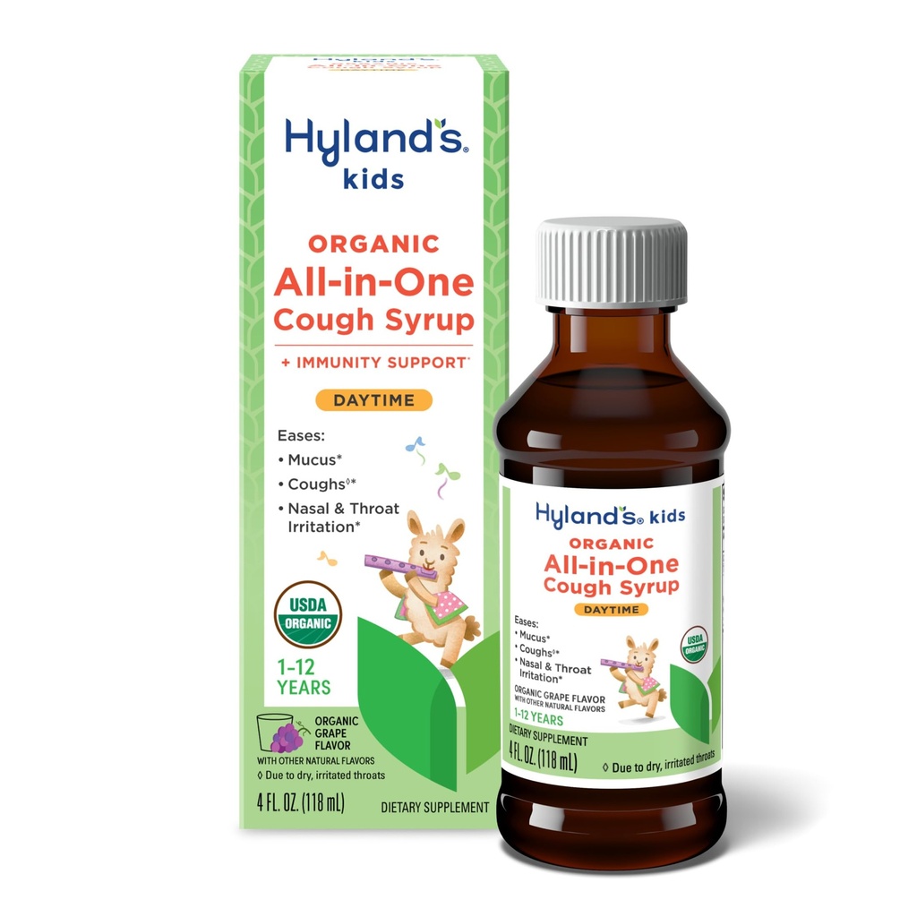 Hyland's Kids Organic Alle i en Cough Syrup dagtid - Grape