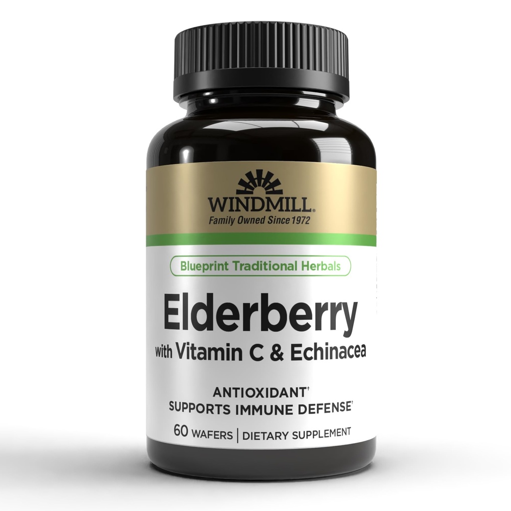 Vindmølle Elderbær med vitamin C & Echinacea Capsules 60 Ea
