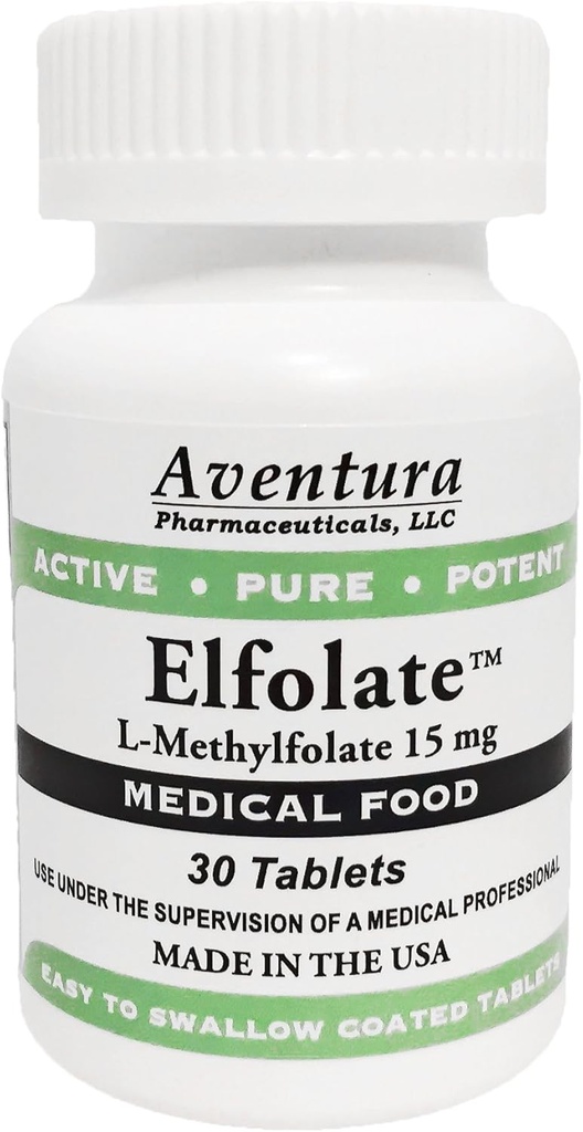 ELFOLATE® 15 mg L-metylfolat metylfolat metylfolat medisinsk mattilskudd profesjonell styrke aktiv ren potent 30 tabletter