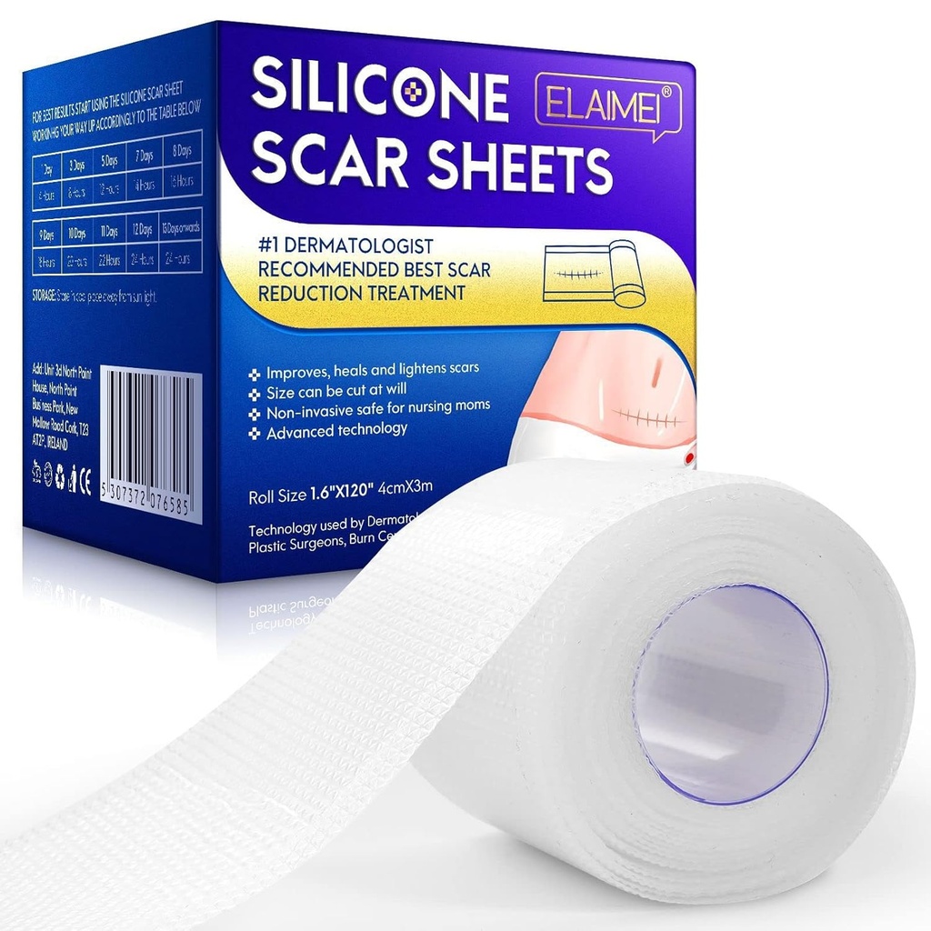 Ny gjennomsiktig silikon Scar Sheets(1,6\" x 120\" tommer - 3M), Away Scar Tape,Scar Strips, Reusable, Professional Scar Removal Sheets for C-avsnitt, Kirurgi, Burn, Keloid, Acne et, Scar Patch.