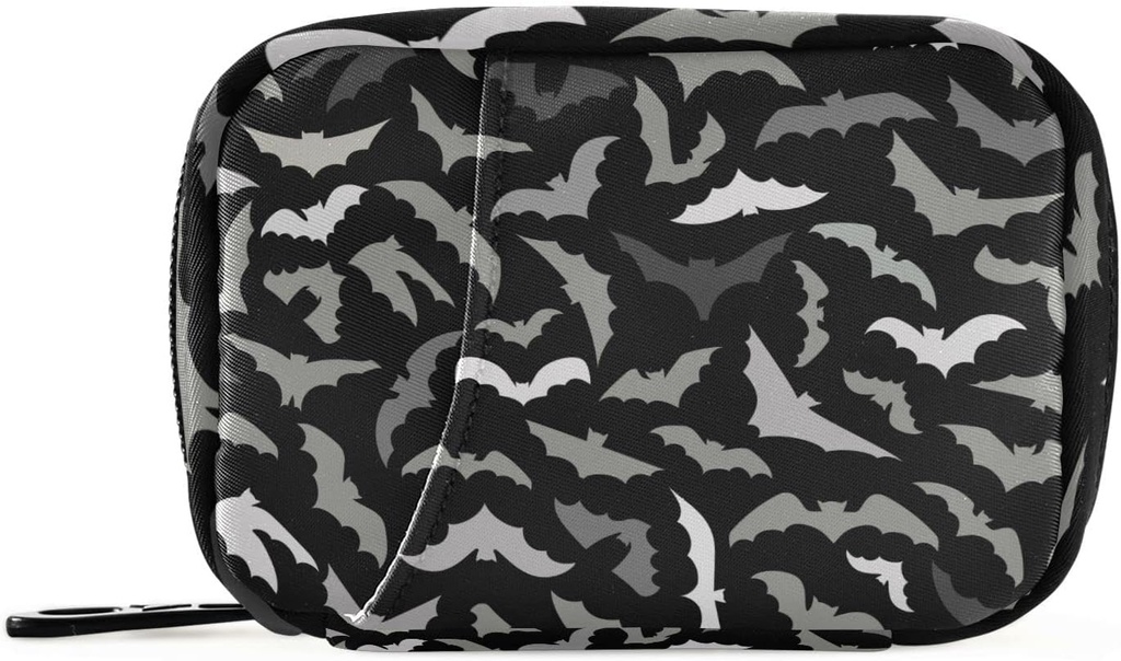Pille Box Halloween Bats 7 dagers pille saken reise Pille Organizer Veske med glidelås Portable Weekly Vitamin medisin Supplement Holder Pouch Bag