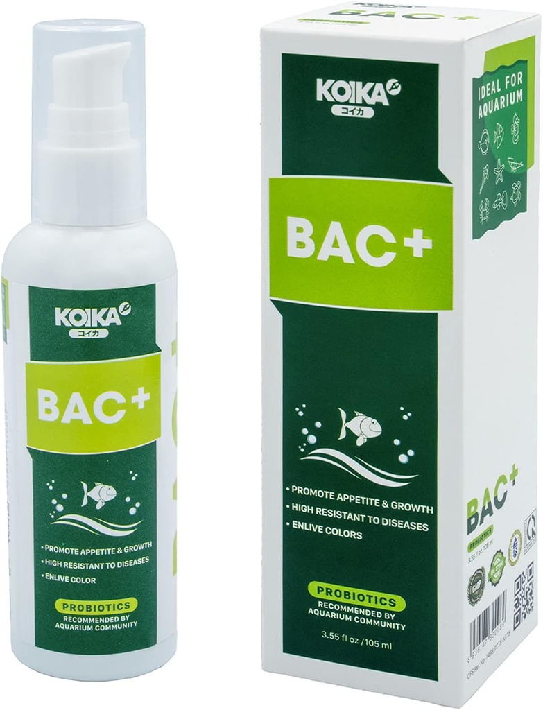 KOIKA BAC+ Akvarium probiotika, immunforsterkning, sykdomsresistens og forbedre Digestive System (BAC+,105ml)