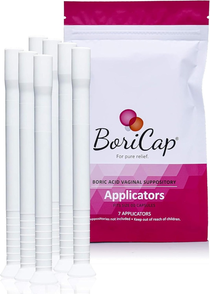 BoriCap - Boric Acid Vaginal Suppository Applikatorer - Hygienisk løsning for enkel glide Applicator Innsetting - Vaskbar og reusable - Feminin Care og Hygiene produkter - laget i USA av Heale - 7 ct