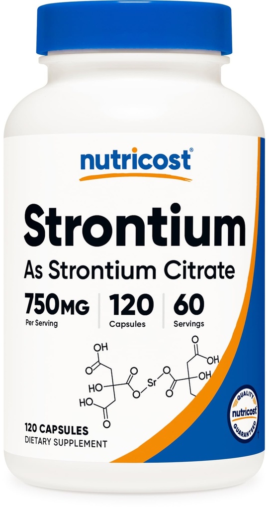 Nutricost Strontium Kapsler 750mg, 120 Kapsler - Vegetarisk, Ikke-GMO, Glutenfri