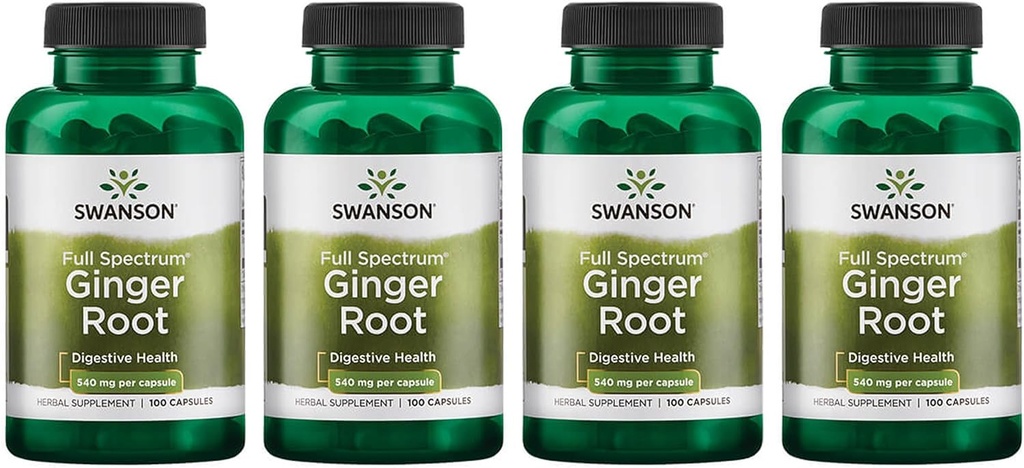 Swanson Full Spectrum Ginger Root 540 mg 100 Caps (4 Pakke)