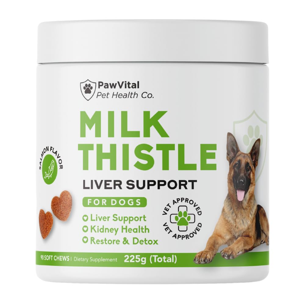 Melk Thistle for Hunde - Maks styrke lever støtte Chews, Wild Alaskan Salmon Oil & Curcumin - Nyre Detox & lever støtte - naturlig lever støtte Chews laget med ekte kylling, Choline & NAC