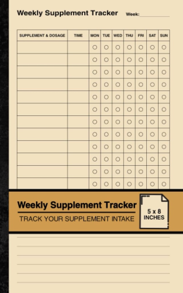 Ukelig Supplement Tracker: Enkel Supplement Logg bok | Spor ditt Supplement Inntak