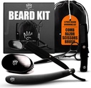 Royal Clips Beard Kit ® 4 Piece Beard Grooming Kit ® Beard børste, Comb, Scissors og Straight Razor - Ideell gave til menn, ektemann, kjærester, familie og venner
