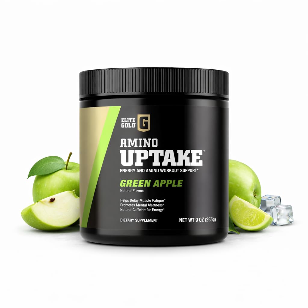 Elite GolElite Gold Amino Uptake, Grønn Apple, Amino Acid Supplement, Øke energi, Støtte Muskelgjenvinning, Beta Alanine, L Citrulline, (30 Serverer)