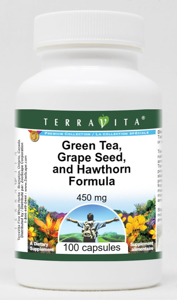 Høyt blodtrykk - Grønn te, kornfrø og hawthorn - 450 mg (100 kapsler, ZIN: 517080) - 3 pakke