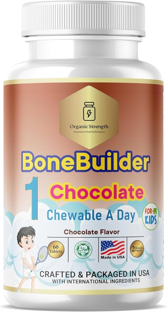 Kids Bone Builder 1 Chewable En dag Halal Vitaminer Sjokolade Flavor for alder 4-12 60 serveringer