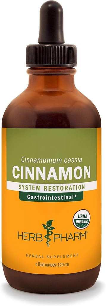 Herb Pharm Certified Organic Cinnamon Liquid Extract for kardiovaskulær og sirkulatorisk støtte - 4 Ounce