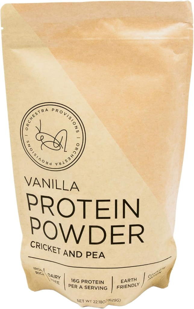 Vanilla Cricket og Pea Protein pulver blanding, 16g Complete Protein, Laktosefri, Whey-fri