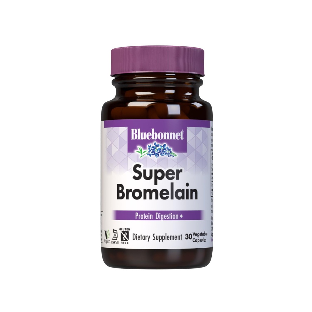 BlåBonnet Super Bromelain Vegetariske kapsler, Pineapple, 500 mg, 30 greve