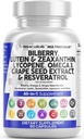 Rent Nutra Eye Vitaminer med Bilbær Lutein og Zeaxanthin Kosttilskudd Lycopen 40 mg Resveratrol Grape frø Astaxanthin for øyne - Eye Care Helse Støtte Eye Vitamin og Mineral Supplement