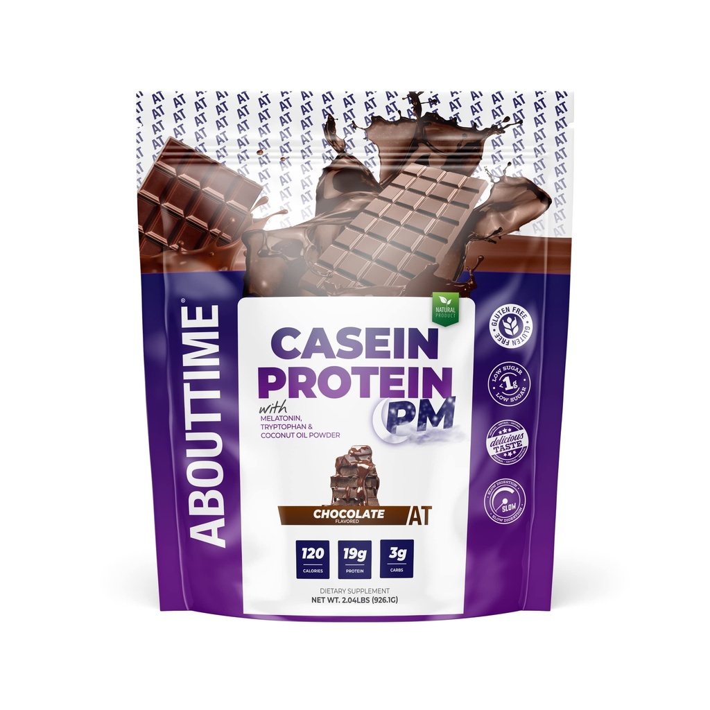 Om tid Casein Protein sjokolade, 19g protein, nattetid gjenoppretting formel, ingen kunstige søtningsstoffer, ingen veksthormoner