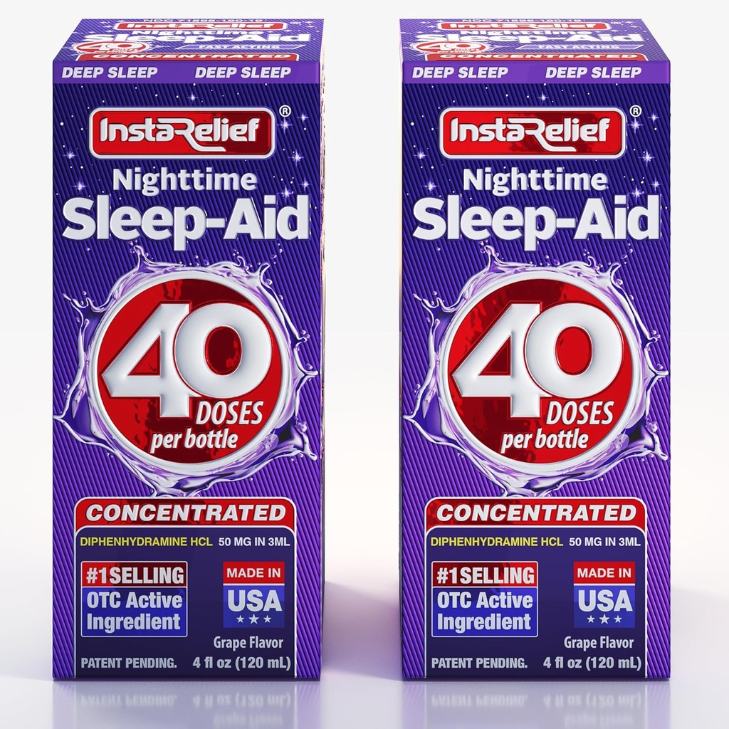 Natttid Sleep-Aid væske, 50mg Diphenhydramine HCl, Twin Value Pack (80 doser), Grape Flavor, Falle Sove raskt og bli sovende lenger