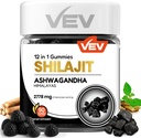 VEV Shilajit Gummier for menn og kvinner | 1000mg Shilajit & Ashwagandha Gummies med Sea Moss & L-Theanine for energi, Vitality & Stress Balance | Vegan, Ingen lagt sukker | 90 greve for daglig velvære