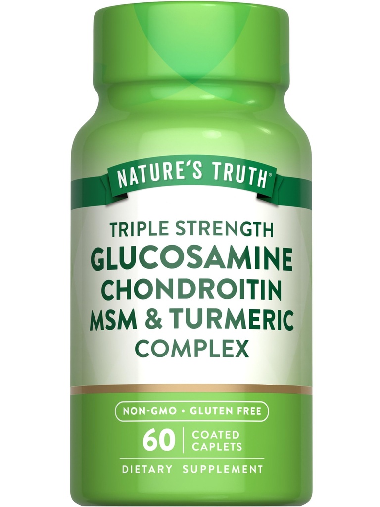 Naturens Sannhet Glukosamine Chondroitin MSM Complex | 60 Caplets | Med Turmeric | Triple Styrke Formel | Ikke-GMO og Glutenfri Supplement