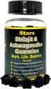 Shilajit Ashwagandha Gummies - Immunstøtte Supplement med ren Shilajit Resin - Økologisk Ashwagandha Gummy for stress, energi og velvære, 60 naturlige stjerner-Shaped Gummies