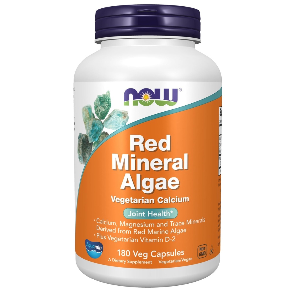 NU Mattilskudd, Rød Mineral Algae Plus Vitamin D-2, Felles Helse *, 180 Veg Kapsler