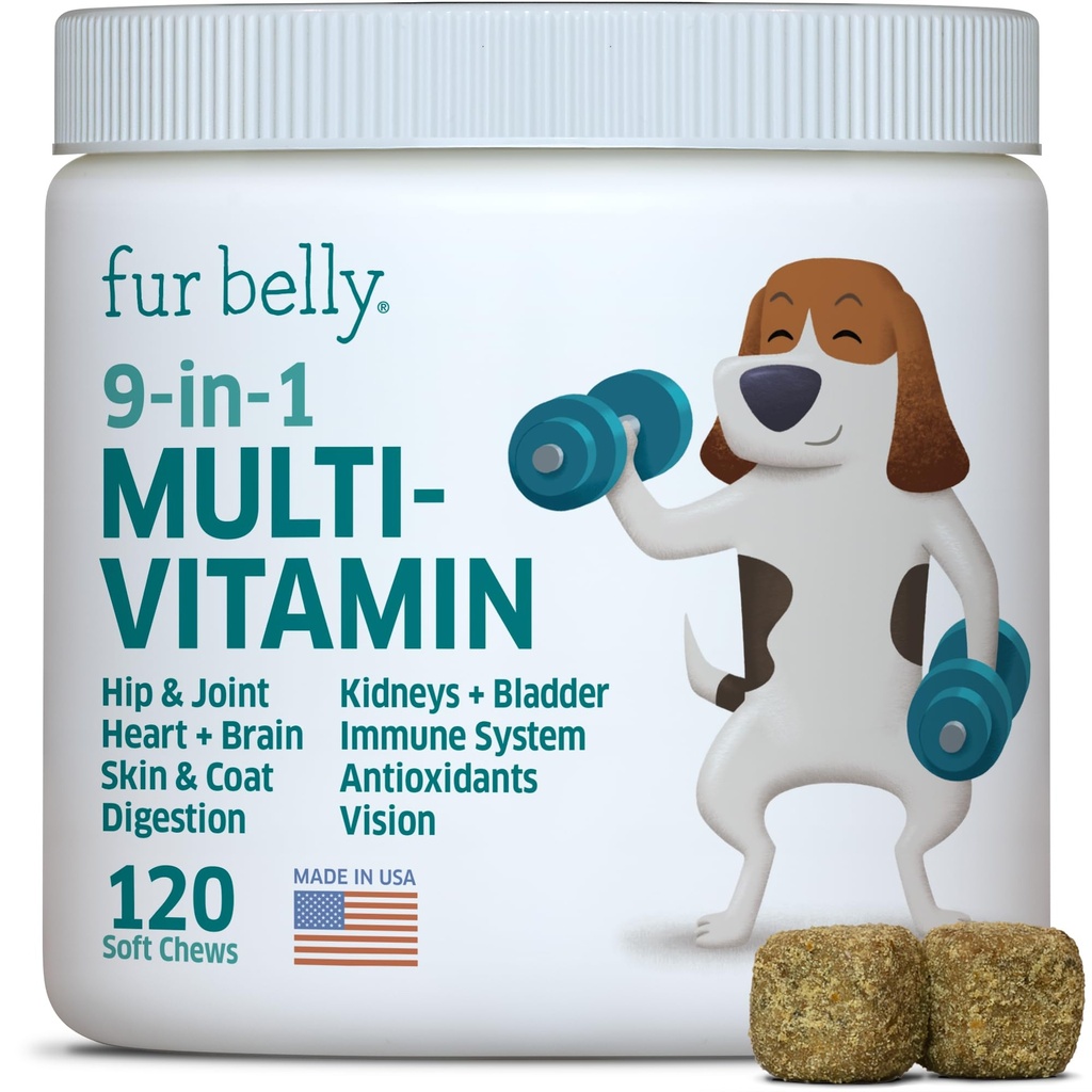 Hunde multivitamin - Hundevitaminer og kosttilskudd - Digestive enzymer & probiotika - Probiotika for hunder - for hud og Coat allergier - Immunsystem og total helse - 120 Myke Chew Hundebehandlinger