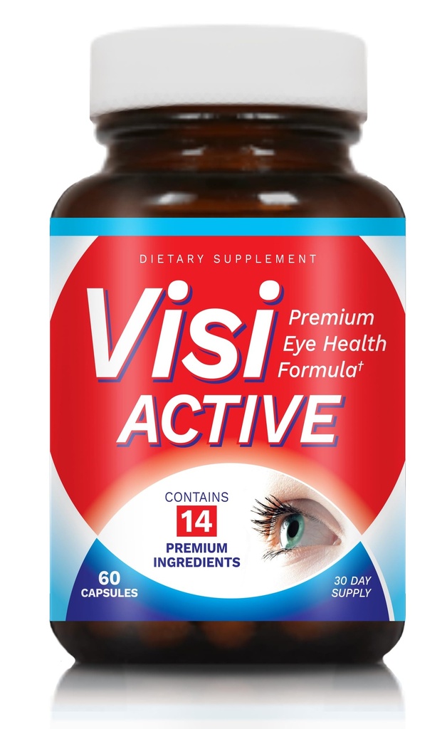 Vision Support Supplement - Eye Health Formula med L-Tartrat, Resveratrol, Blueberry Extract, Vitaminer A, C, D & 11 Ingredienser for Vision Support - 60 Kapsler / Bottle - 1 pakke