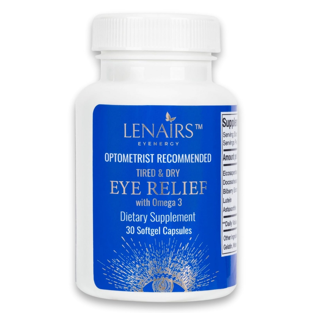 Softgels - trøtt og tørr øye lindring med Omega 3, EPA & DHA, Bilbær, Lutein, Astaxanthin, essensielle næringsstoffer for øye helse, for Computer Eye Strain, Digital Eye tretthet, Glutenfri