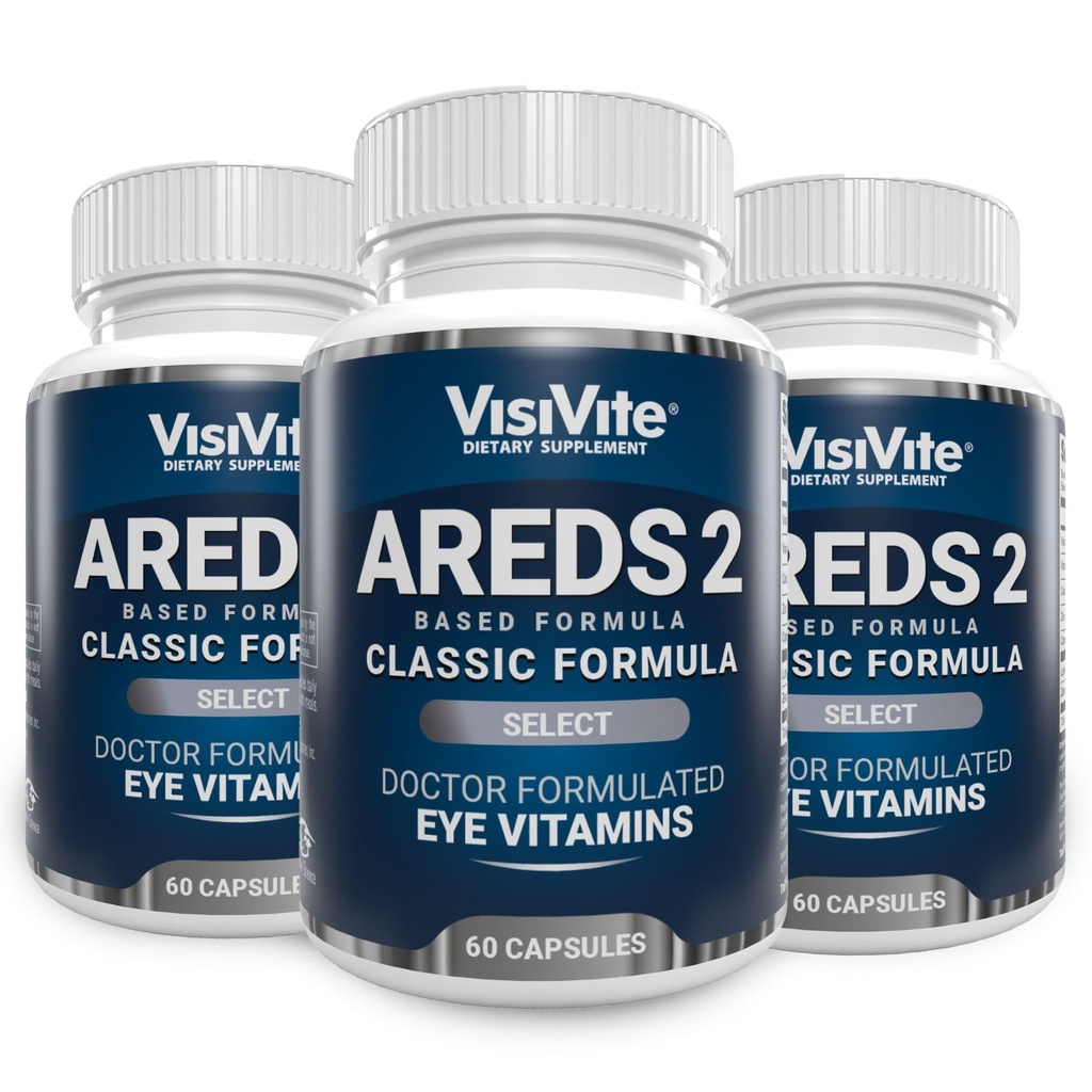 AREDS 2 Velg Øyevitaminer for Macular Support - Vitaminer for øyne med Zeaxanthin Plus Lutein Macular Supplement - Premium Macular Helse Formula - Øyetilskudd - 60 Kapsler - (Pack of 3)